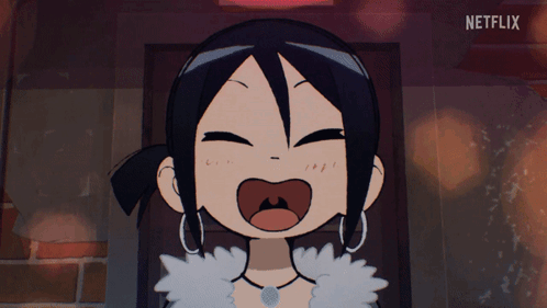 Knives standing around with a warm glow around her